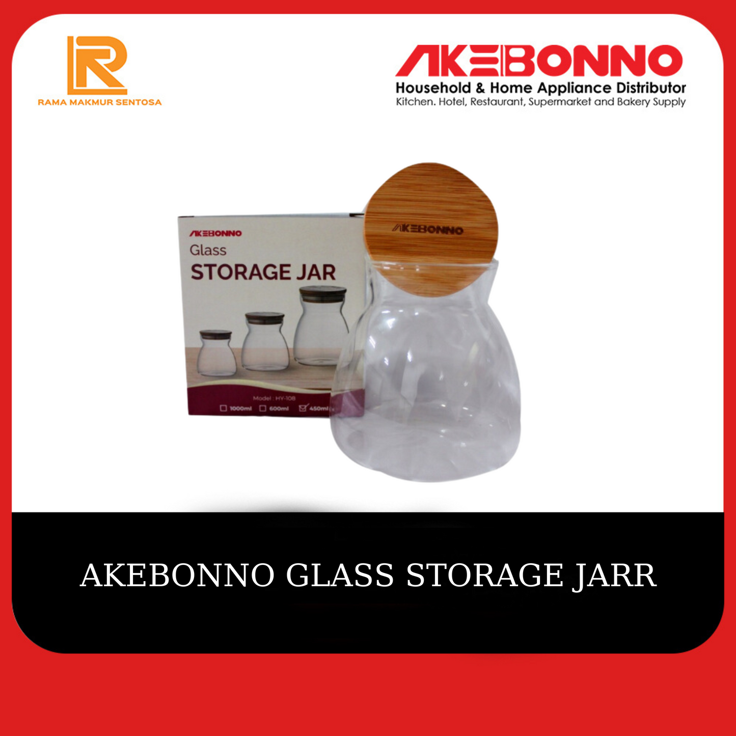 AKEBONNO GLASS STORAGE JARR / WADAH / TOPLES CAMILAN MAKANAN