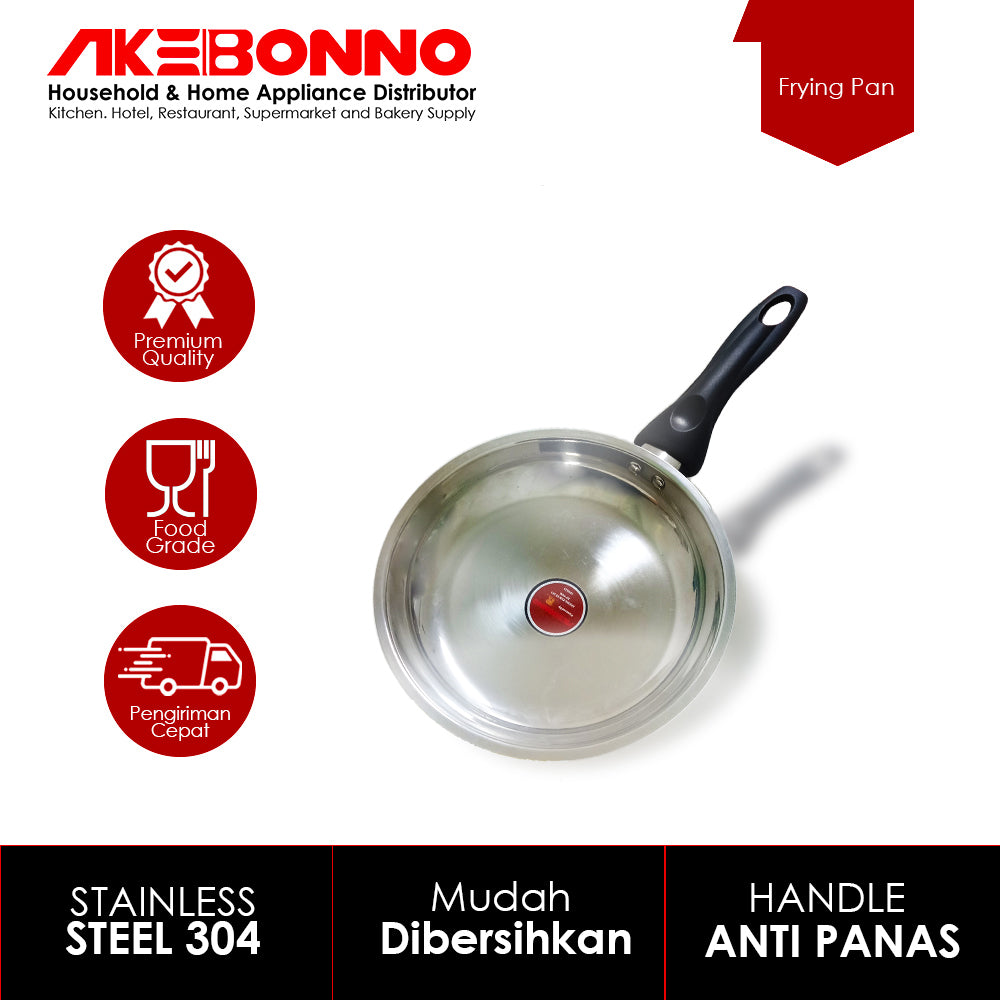 AKEBONNO FRY PAN / PANCI STAINLESS SERBAGUNA GAGANG PLASTIK ( ASF01 )