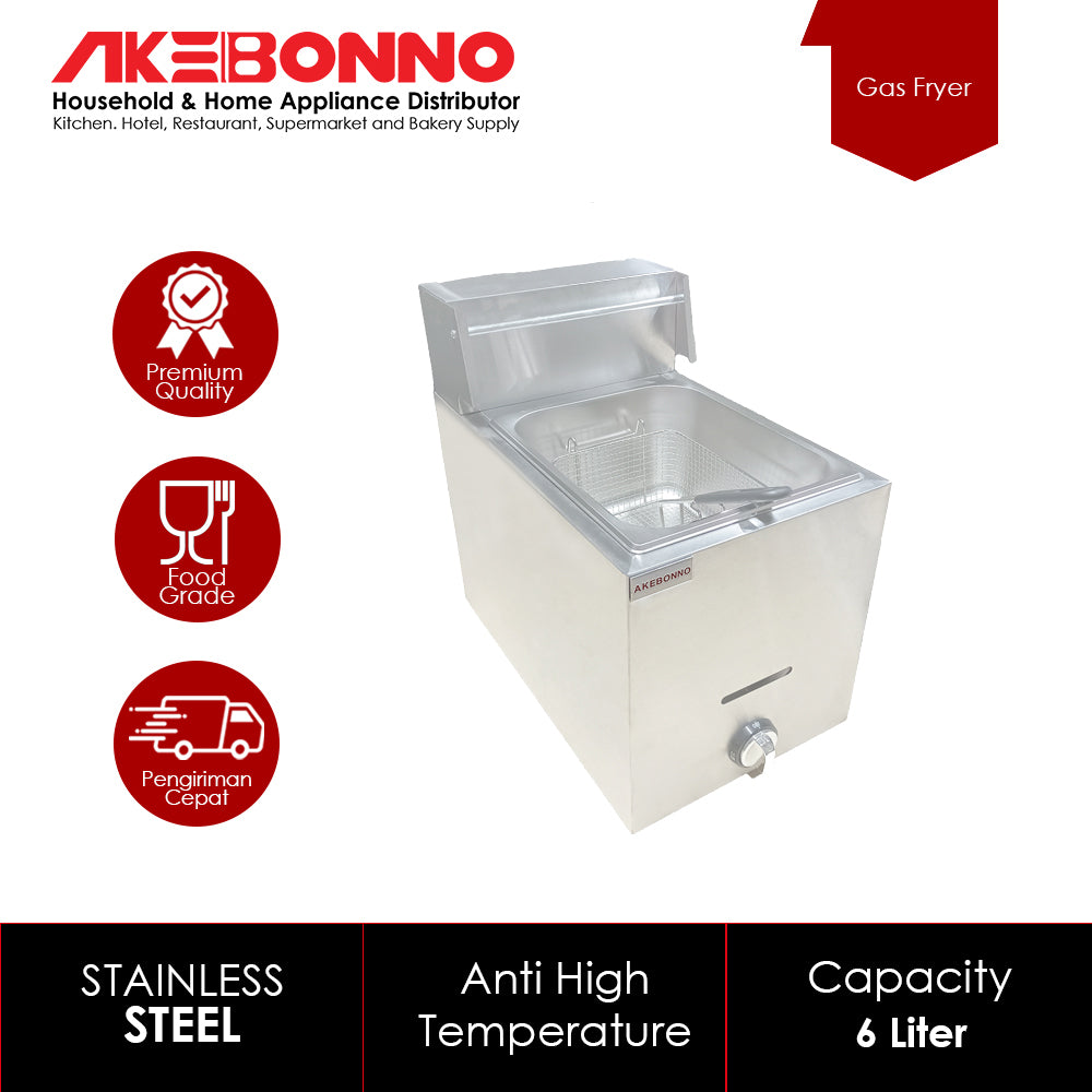 AKEBONNO GAS FRYER SINGLE SERIES / WAJAN KOMPOR GAS / MESIN PENGGORENGAN GAS