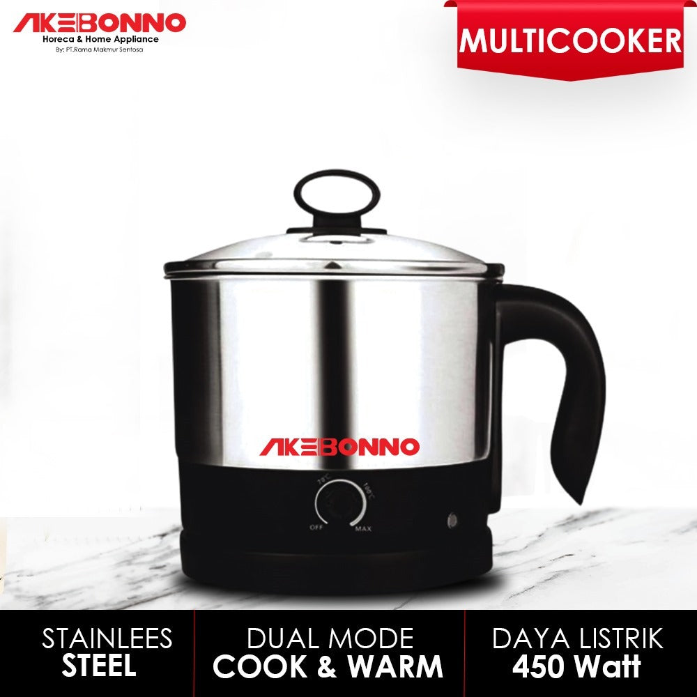 AKEBONNO MULTICOOKER STAINLESS 1,5L / ALAT MASAK NASI SERBAGUNA STAINLESS