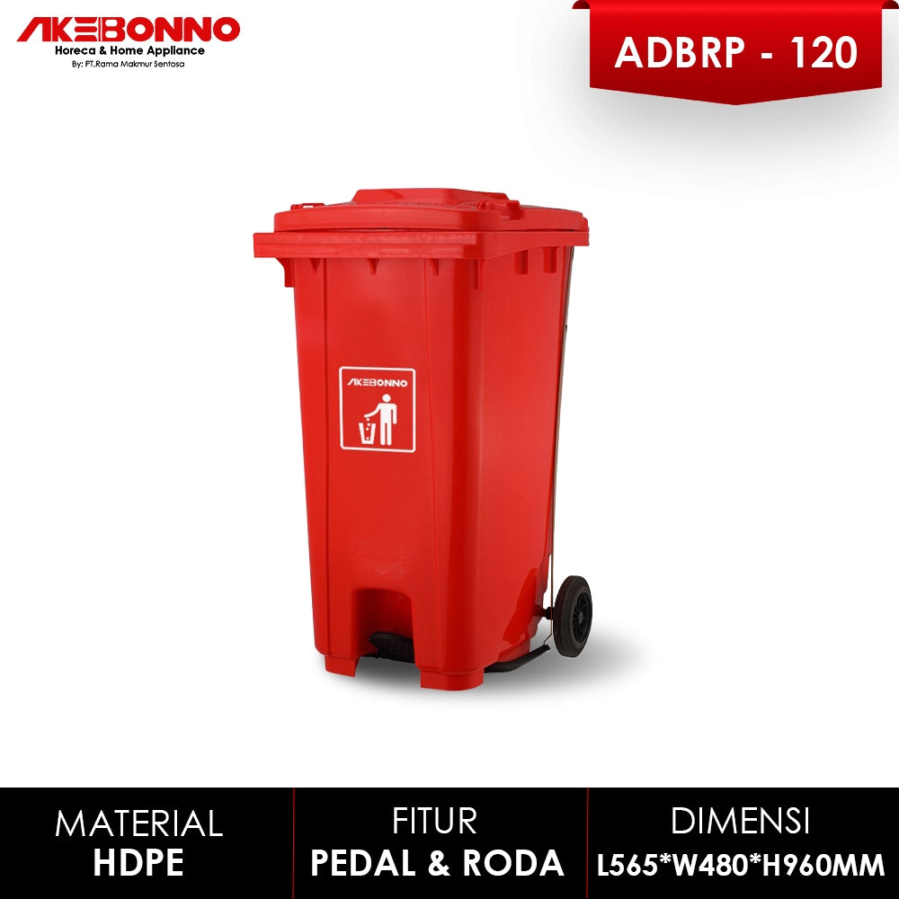 Akebonno Plastic dustbin With Pedal 120 Liter with pedal & roda / Tempat Sampah Plastik Jumbo