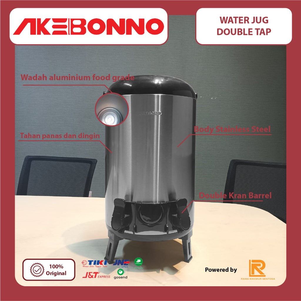 Akebonno Water Jug / Thermos Single Tank with Double Tap / 2 Kran 1 Tabung