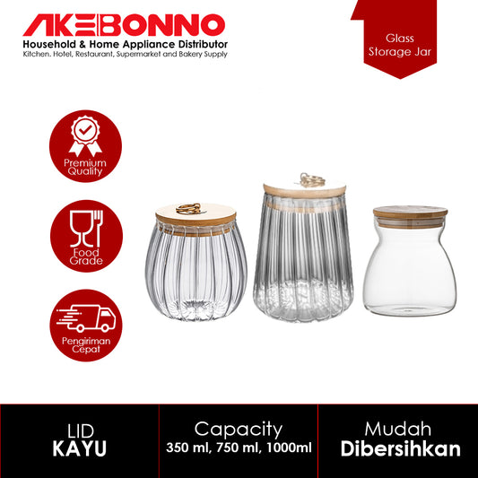 AKEBONNO GLASS STORAGE JARR / WADAH / TOPLES