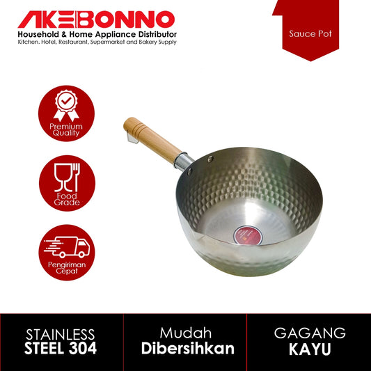 AKEBONNO SAUCE POT / PANCI GAGANG KAYU STAINLESS MULTIFUNGSI SERBAGUNA ( ASP01 )