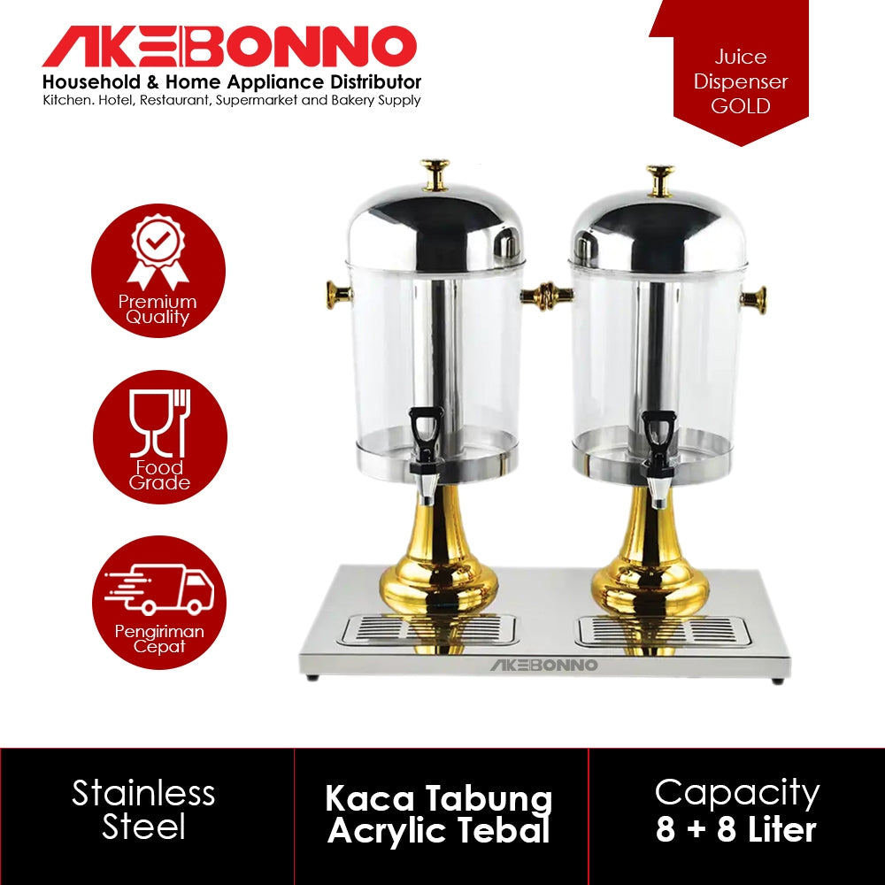 Akebonno Juice Dispenser 16L (8L+8L) Double Oval Gold