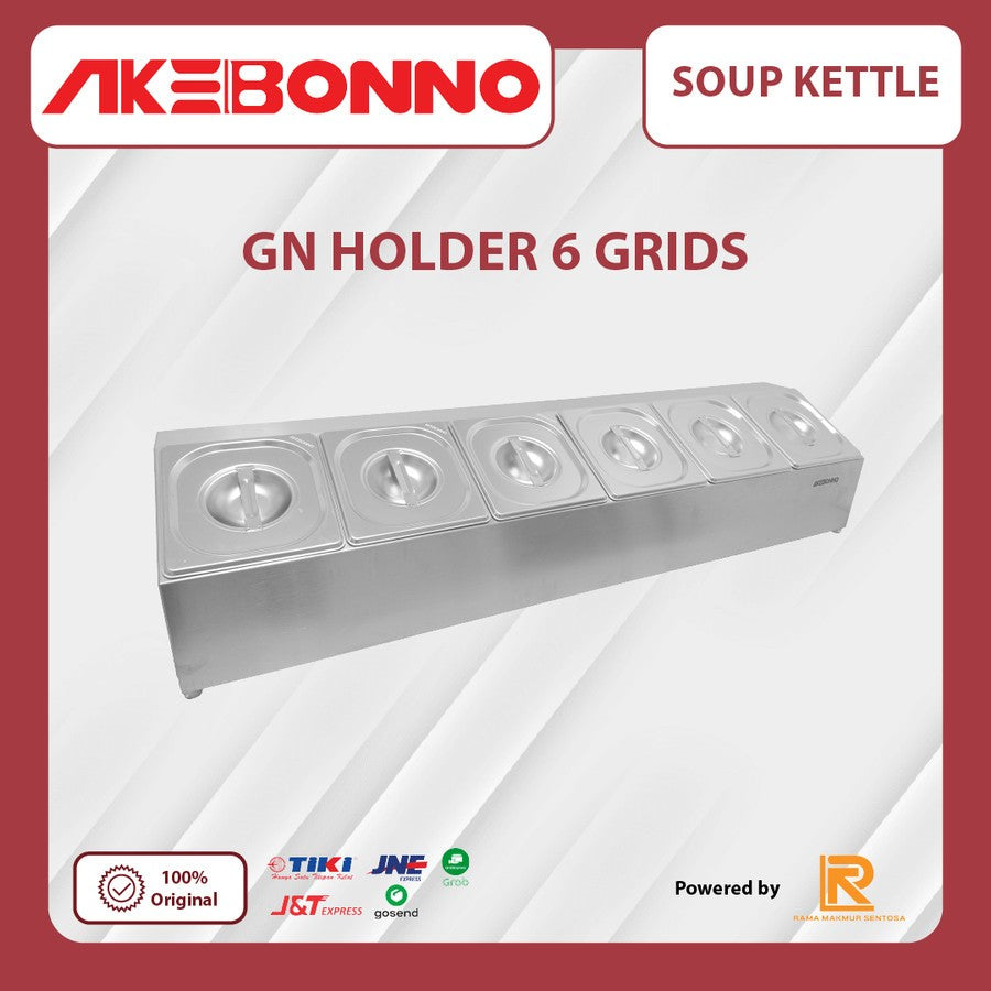 AKEBONNO GN HOLDER 4 DAN 6 GRIDS / TEMPAT WADAH MAKAN STAINLESS ANTI KARAT