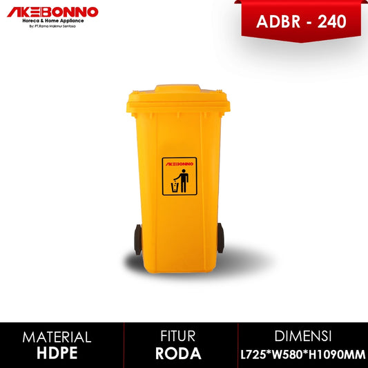 Akebonno Plastic dustbin  240 Liter / Tempat Sampah Plastik Tebal Jumbo Dengan Roda Serbaguna