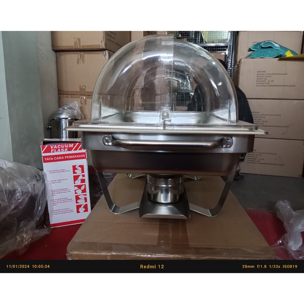 AKEBONNO FULL SIZE  ROLLTOP CHAFING DISH Tebal Tempat Pemanas Makanan Prasmanan Jumbo