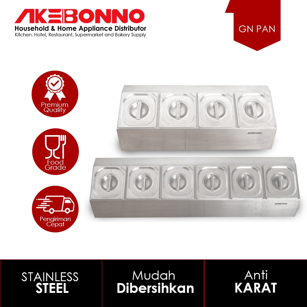 AKEBONNO GN HOLDER 4 DAN 6 GRIDS / TEMPAT WADAH MAKAN STAINLESS ANTI KARAT